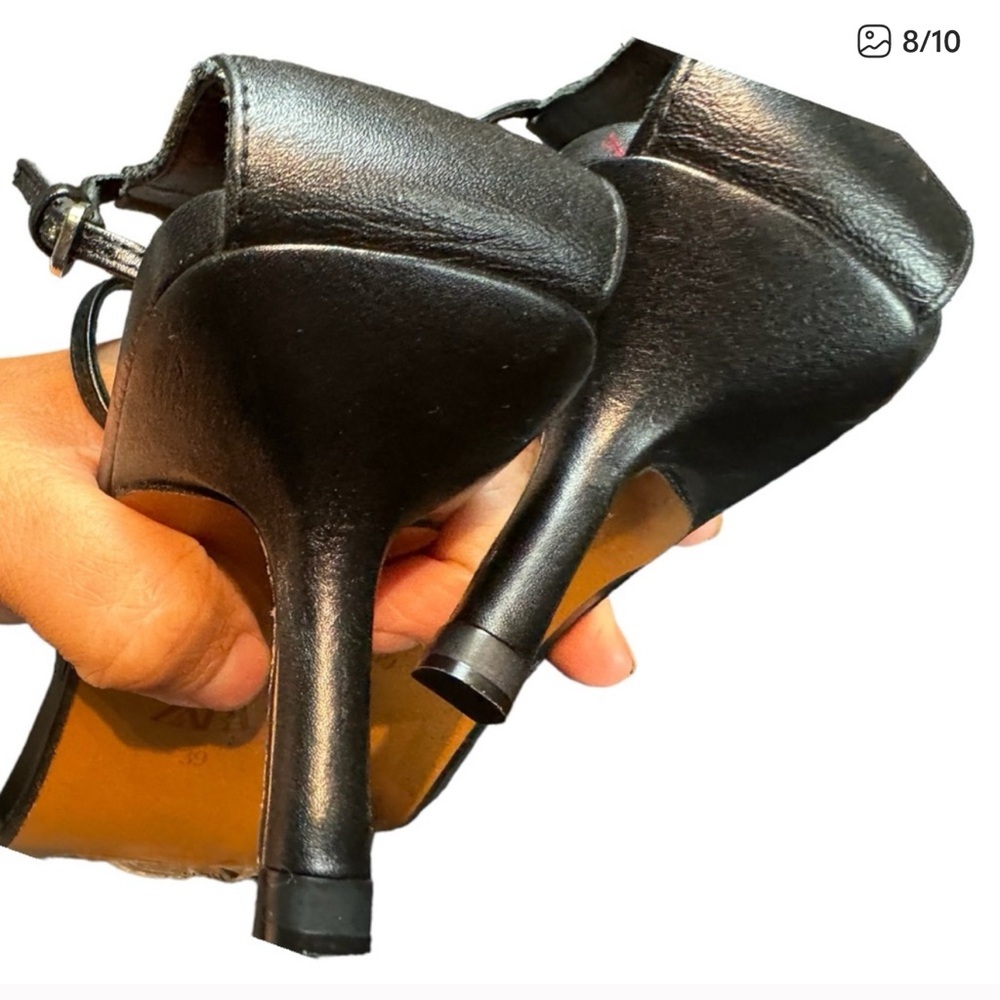 ZARA Minimalist Heeled Leather Sandals 39 - Picture 4 of 5
